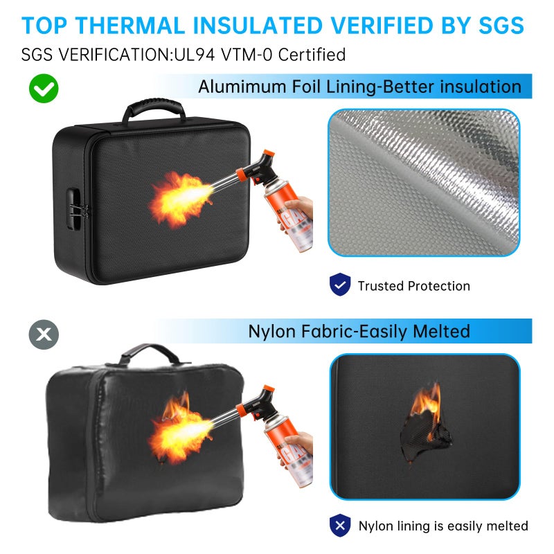 ENGPOW 5200?F Fireproof Document Bag with Lock Upgraded Heat Insulated Fireproof&Waterproof Box 8 Layers Document Organizer Portable Home Travel Safe Storage for Important Documents  Files  Laptop - Image 4